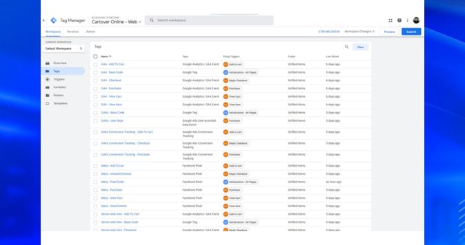 Tag manager tag mapping